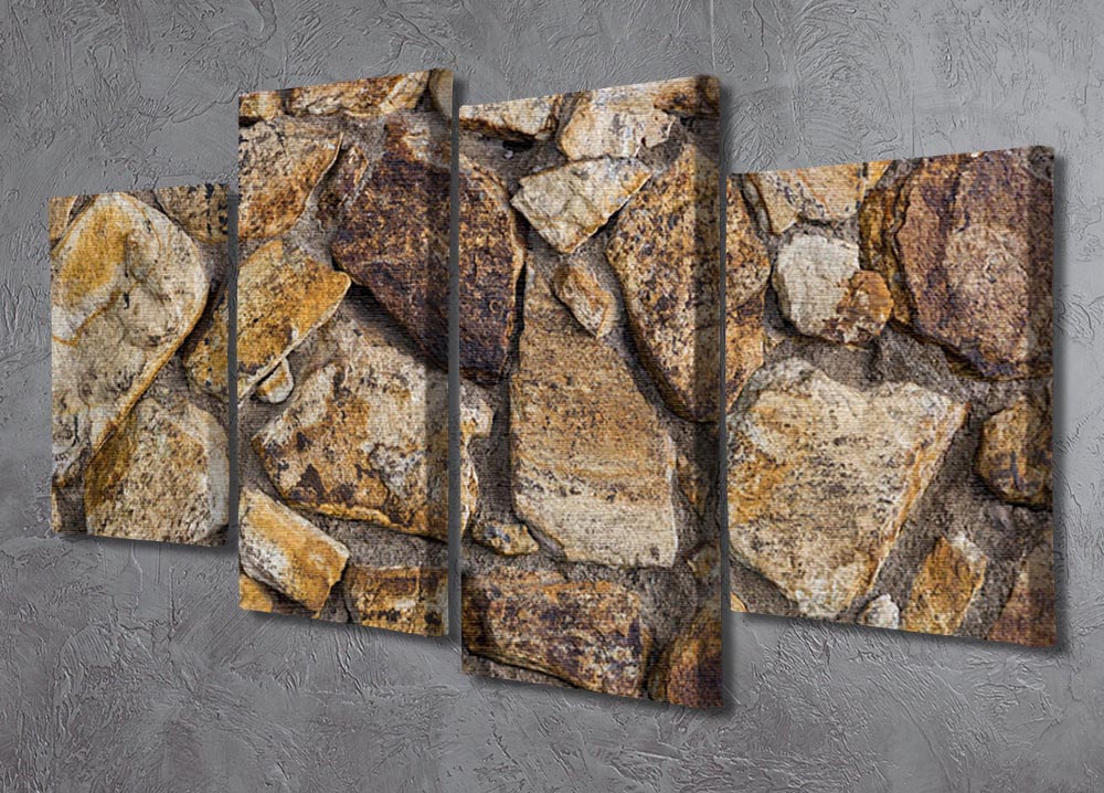 A 4-split canvas artwork featuring a cracked brick wall design, showcasing four panels that create a cohesive urban aesthetic.