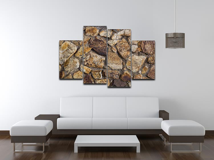 A 4-split canvas artwork featuring a cracked brick wall design, showcasing four panels that create a cohesive urban aesthetic.
