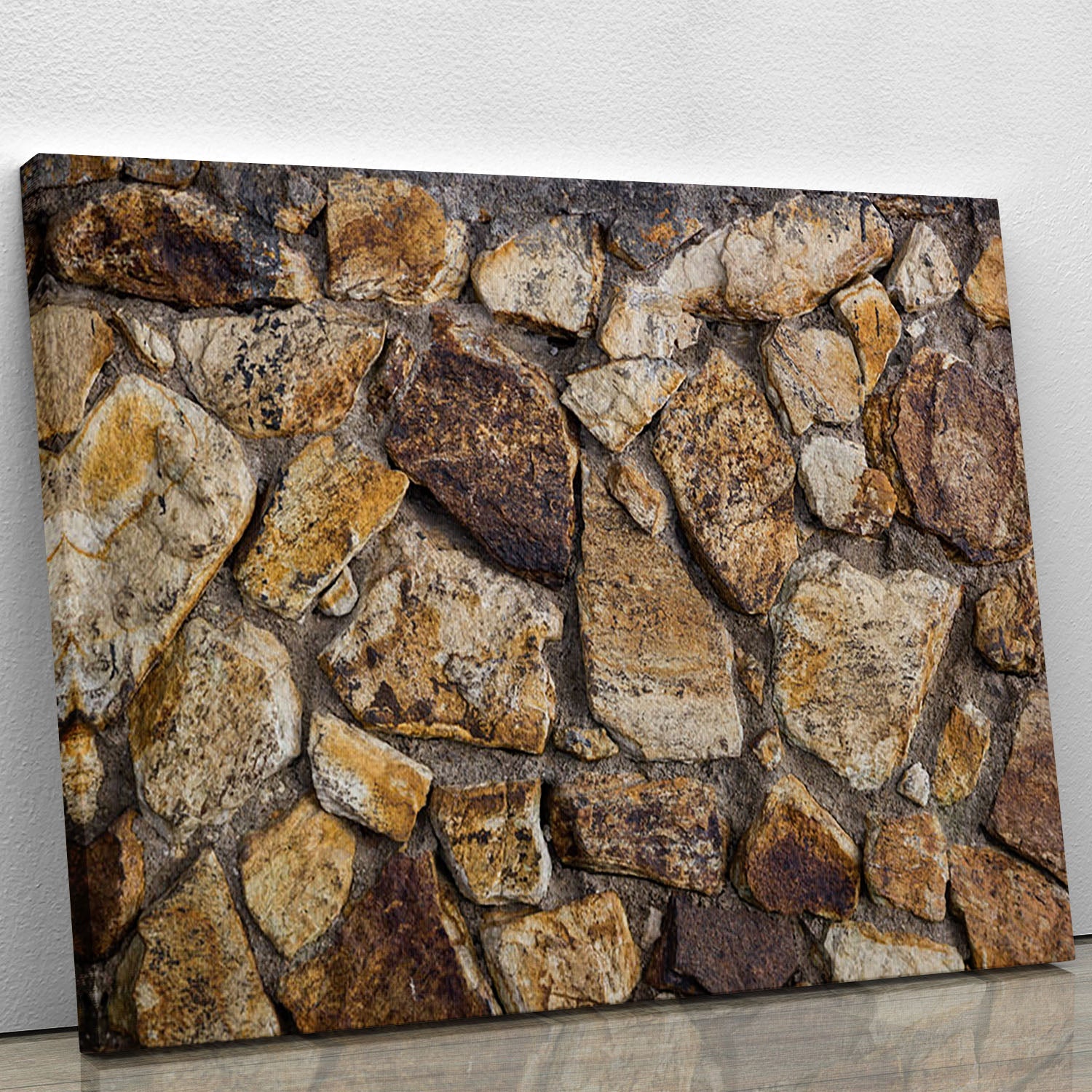 A detailed canvas print featuring a cracked brick wall background, showcasing urban aesthetics and texture.