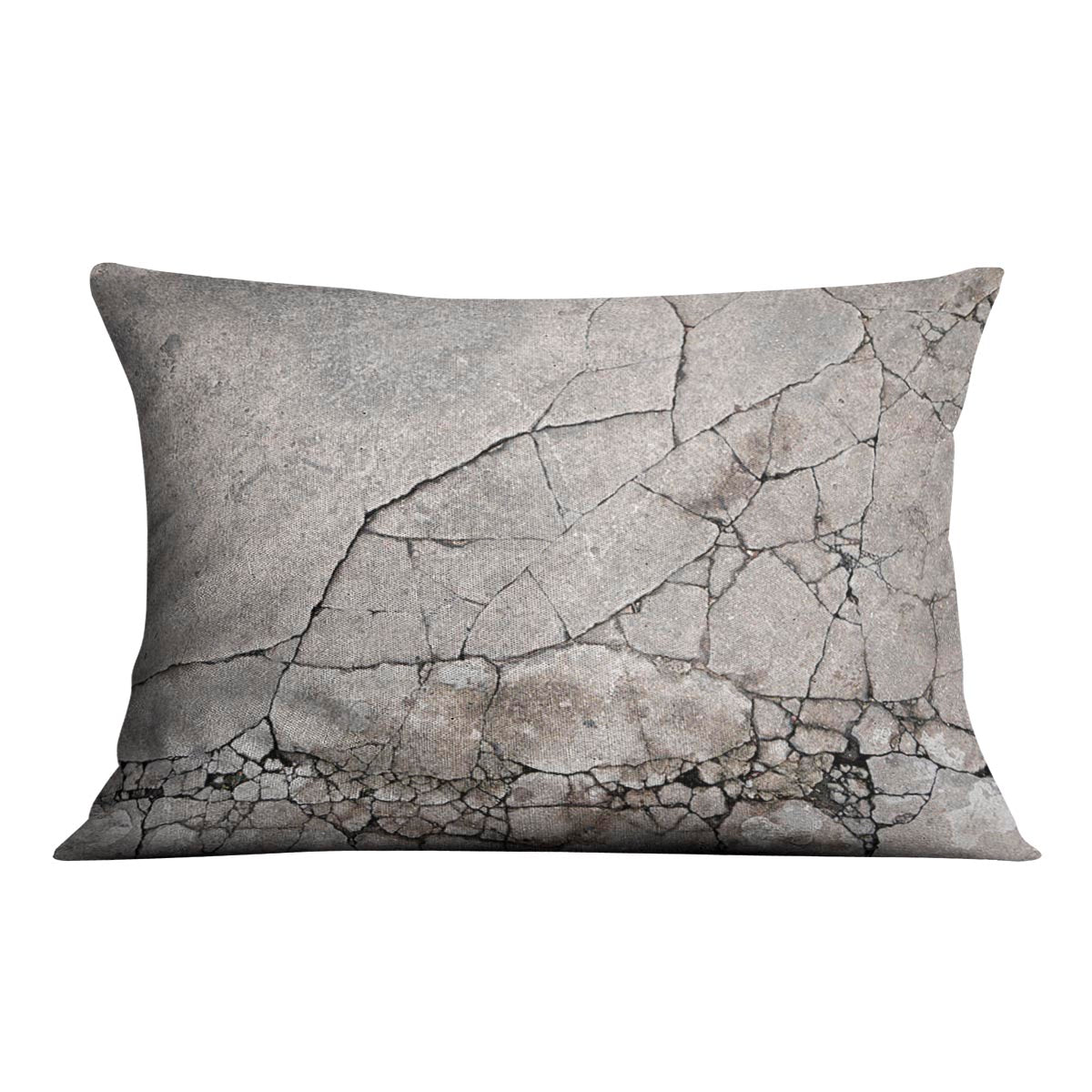 Cracked Concrete Cushion featuring vibrant abstract design on luxurious vegan faux suede fabric, perfect for home decor.
