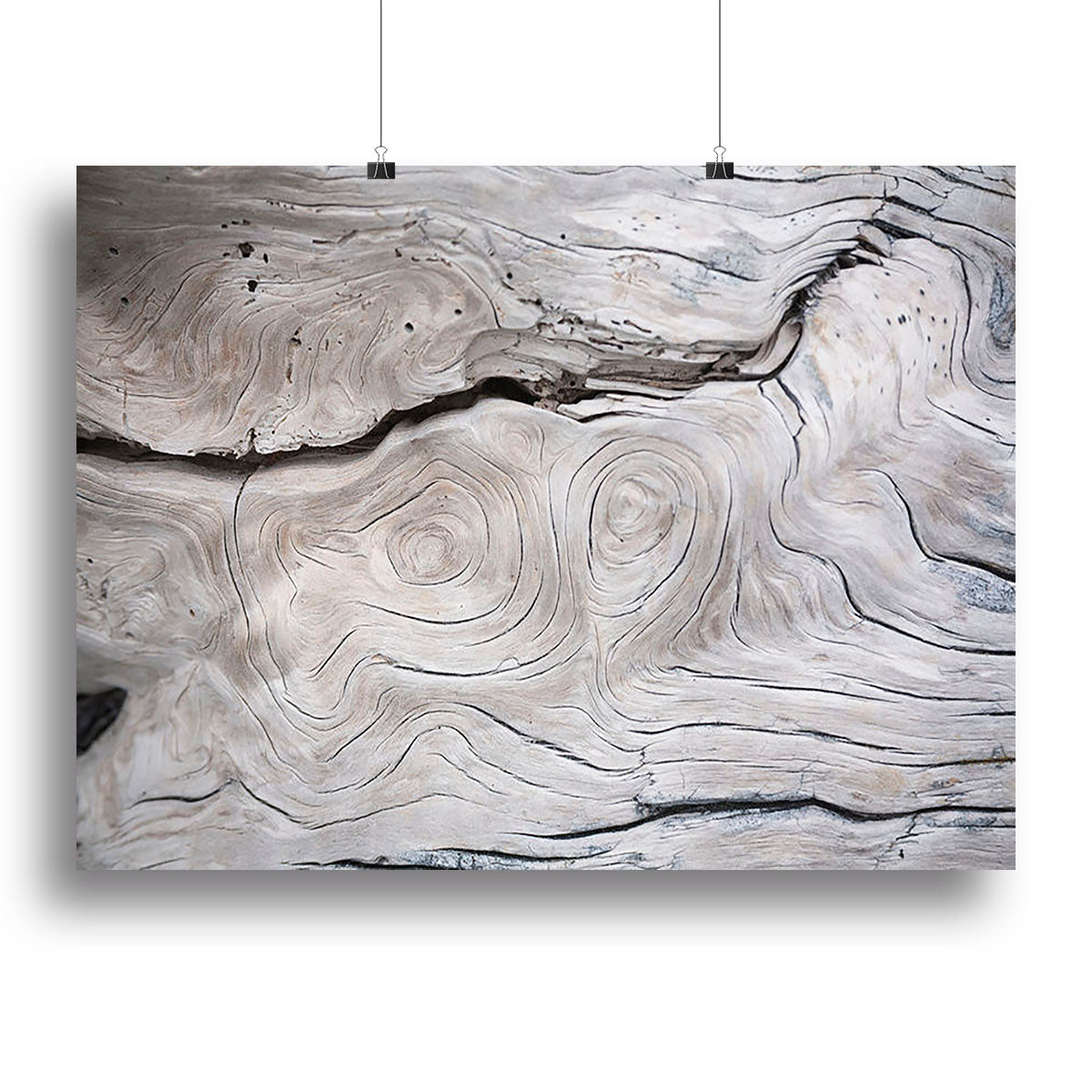 A detailed canvas print showcasing the intricate cracks and structures in wood, highlighting natural textures and patterns.