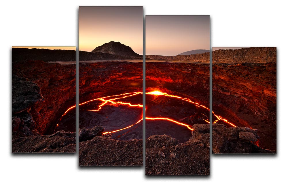 A stunning 4-split canvas artwork featuring Crater Lake, showcasing vibrant colors and a serene landscape.