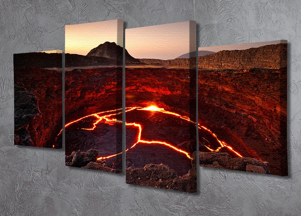 A stunning 4-split canvas artwork featuring Crater Lake, showcasing vibrant colors and a serene landscape.