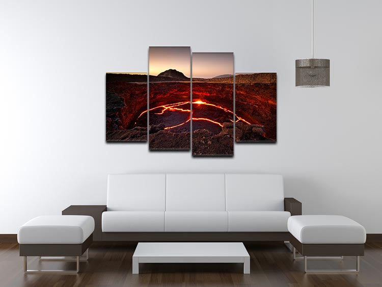 A stunning 4-split canvas artwork featuring Crater Lake, showcasing vibrant colors and a serene landscape.