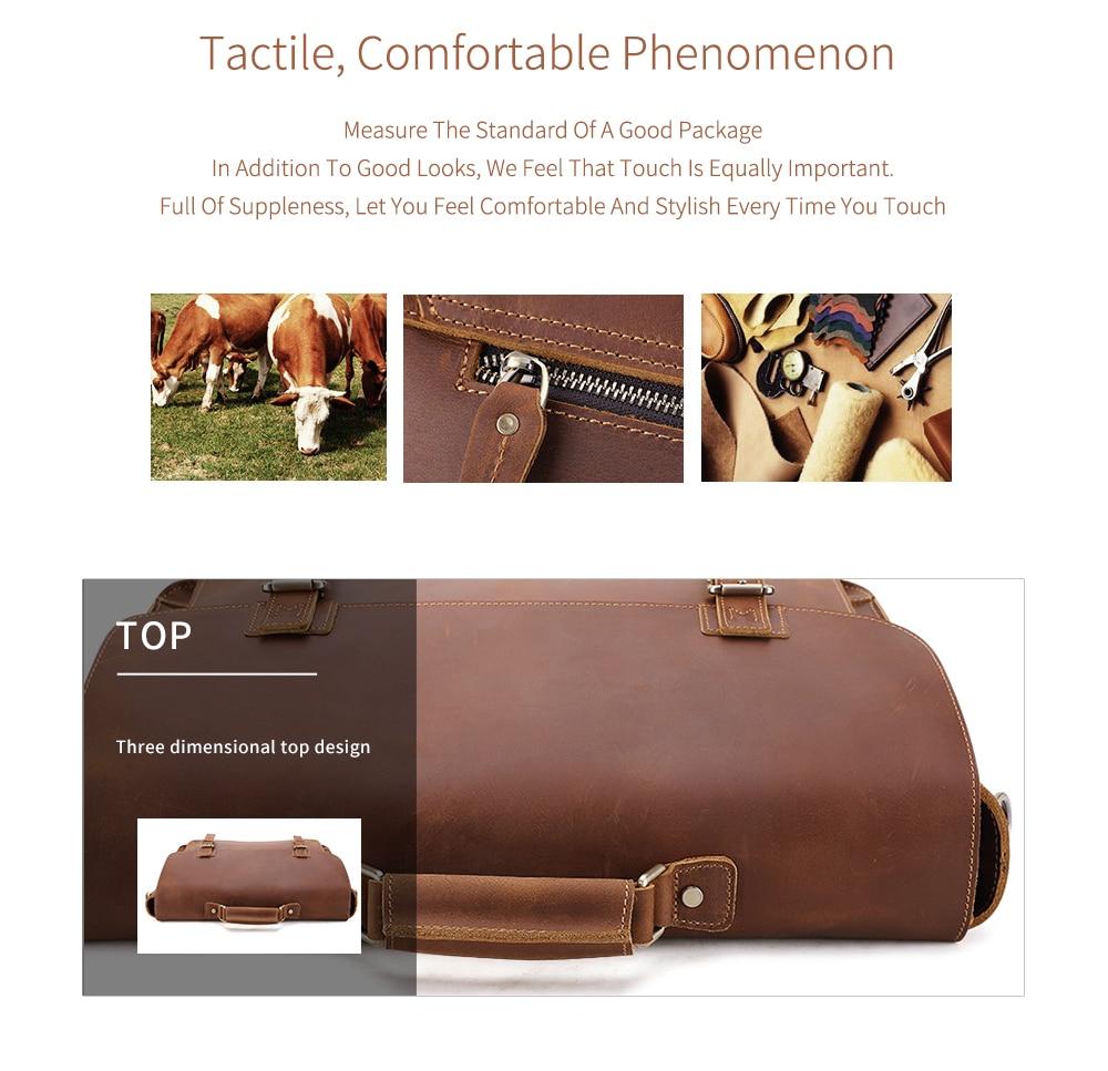 Vintage Crazy Horse Leather Large Briefcase for men, featuring a stylish design with multiple pockets and a durable zipper closure.