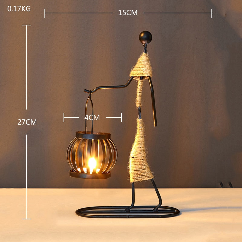 Creative Iron Candle Holder showcasing elegant design, perfect for home decor and ambiance enhancement.