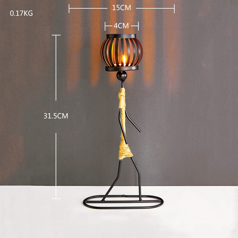 Creative Iron Candle Holder showcasing elegant design, perfect for home decor and ambiance enhancement.