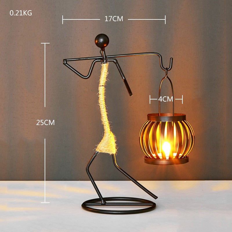 Creative Iron Candle Holder showcasing elegant design, perfect for home decor and ambiance enhancement.