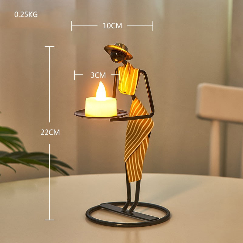 Creative Iron Candle Holder showcasing elegant design, perfect for home decor and ambiance enhancement.