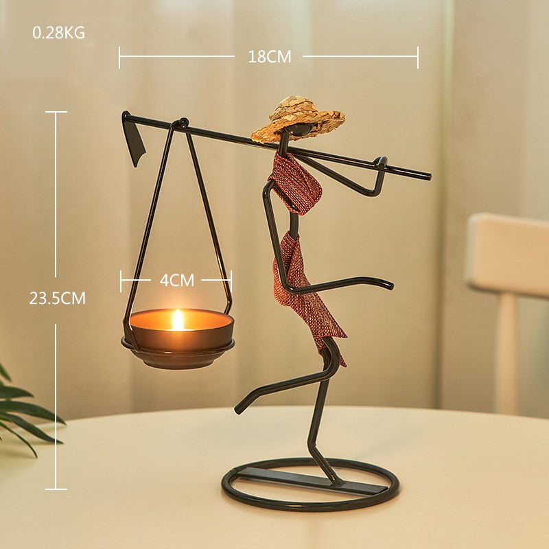 Creative Iron Candle Holder showcasing elegant design, perfect for home decor and ambiance enhancement.