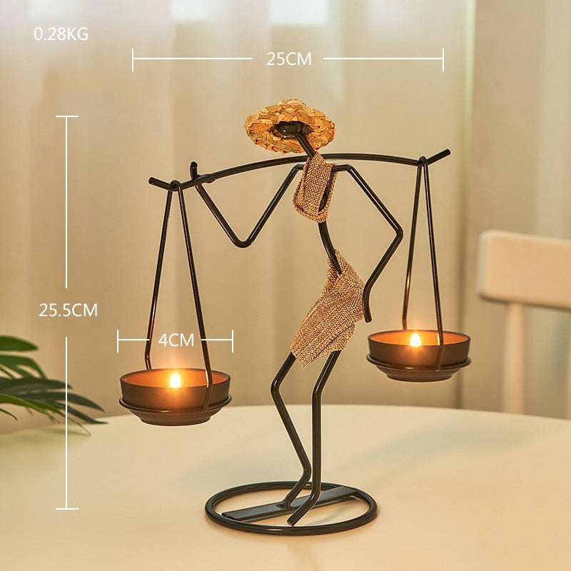 Creative Iron Candle Holder showcasing elegant design, perfect for home decor and ambiance enhancement.