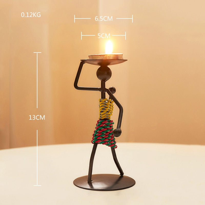 Creative Iron Candle Holder showcasing elegant design, perfect for home decor and ambiance enhancement.
