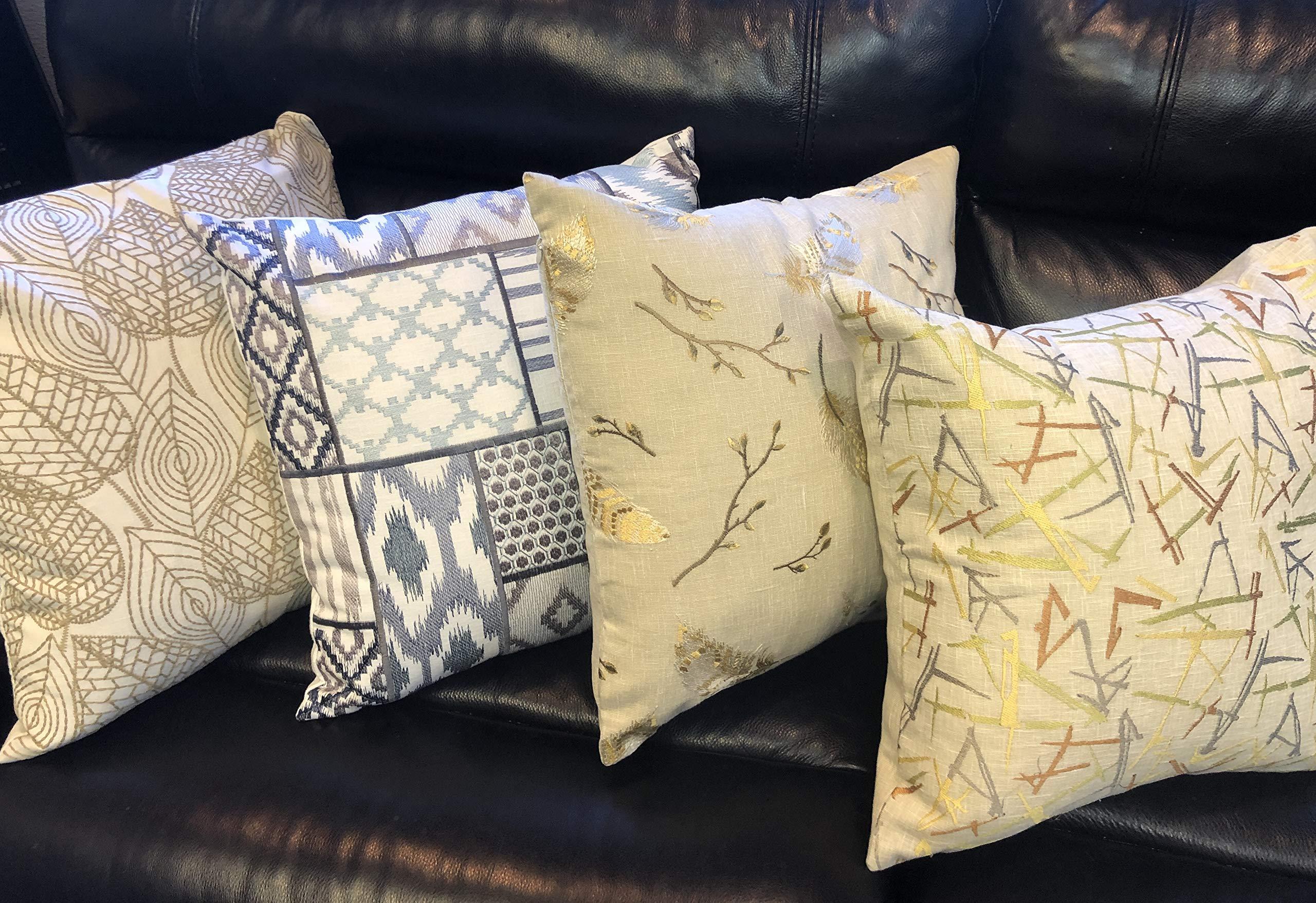 Set of two 20x20 decorative embroidered pillow covers with hidden zipper, featuring elegant designs and a soft polyester-cotton blend.