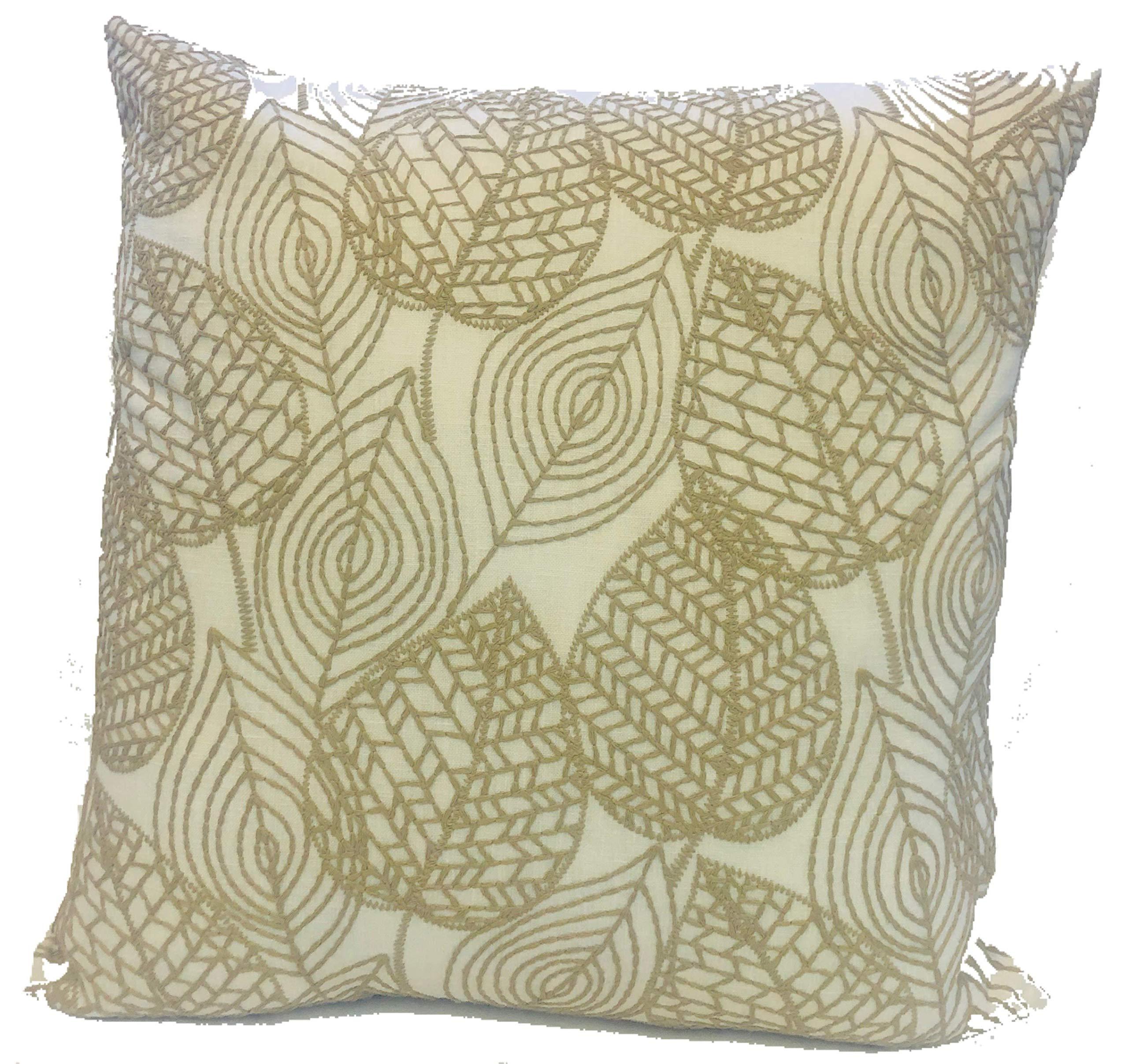 Set of two 20x20 decorative embroidered pillow covers with hidden zipper, showcasing elegant design.