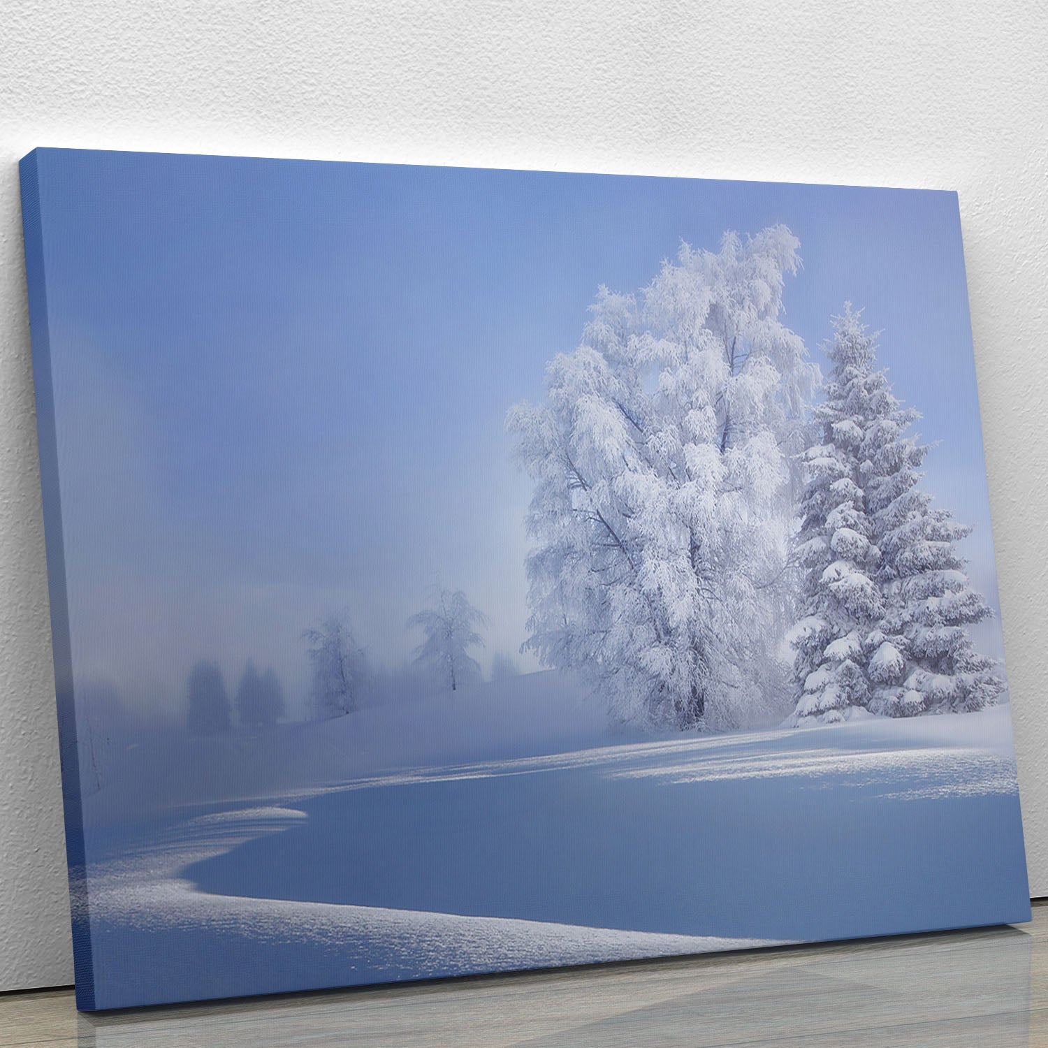 Crispy Morning Canvas Print showcasing a serene morning landscape with vibrant colors.