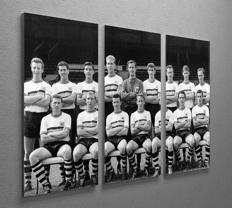 A stunning 3-panel canvas featuring the Crystal Palace Football Club team photo from 1961, showcasing players in their iconic kit.