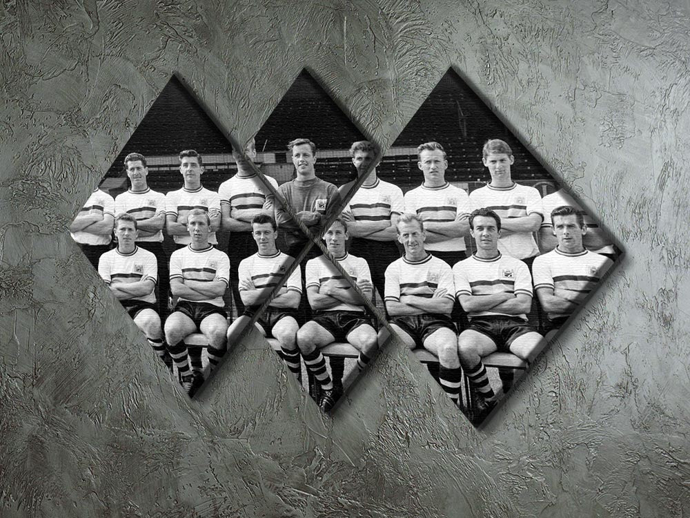 1961 Crystal Palace Football Club team photo displayed in a 4-square multi-panel canvas format, showcasing legendary players.