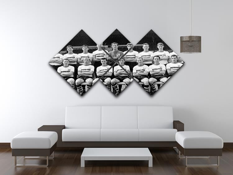 1961 Crystal Palace Football Club team photo displayed in a 4-square multi-panel canvas format, showcasing legendary players.