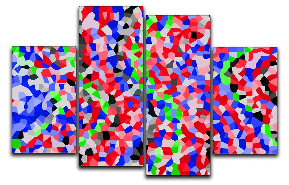 A stunning 4-split canvas artwork featuring vibrant colors and intricate designs, displayed in a modern living space.