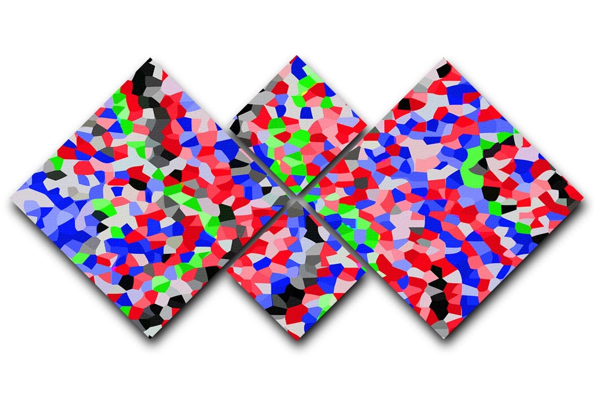 A stunning 4-square multi panel canvas artwork featuring vibrant colors and intricate designs, perfect for home decor.