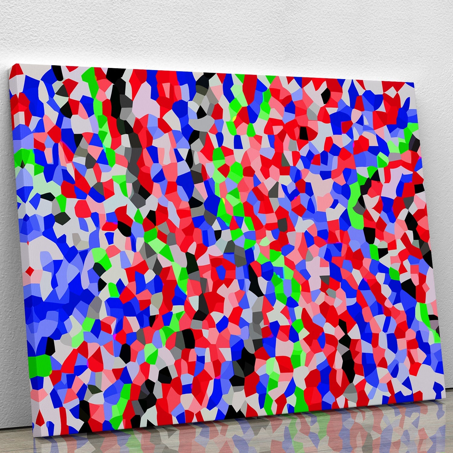 A vibrant Crystallise Canvas Print showcasing modern art with abstract designs, perfect for home decor.