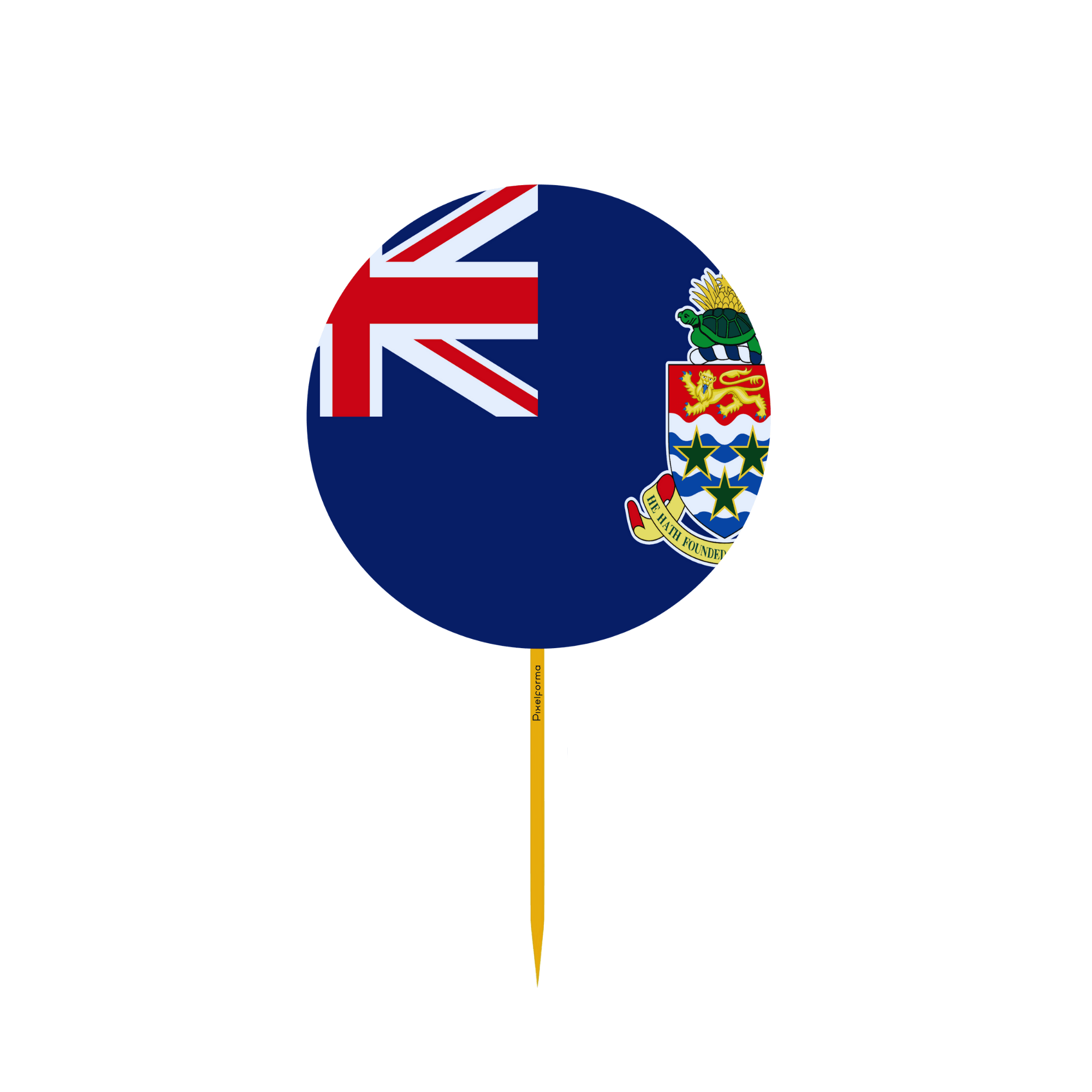 Cure-dents ronds en bambou avec drapeau des îles Caïmans, disponibles en plusieurs tailles, parfaits pour les fêtes.