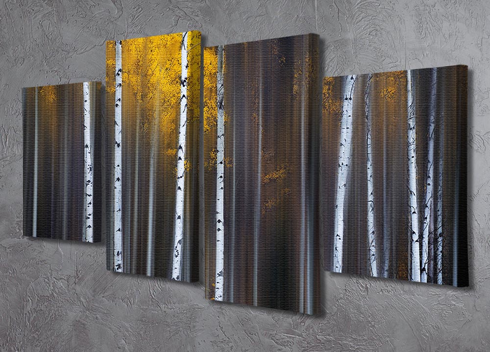 Curtain Of Fall 4 Split Panel Canvas artwork featuring vibrant colors and a dynamic design, displayed in a modern living space.
