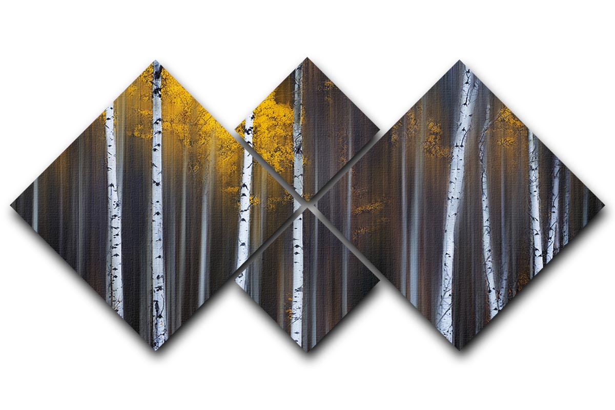 A beautiful 4-square multi panel canvas artwork depicting a fall scene with vibrant colors and intricate details, perfect for home decor.