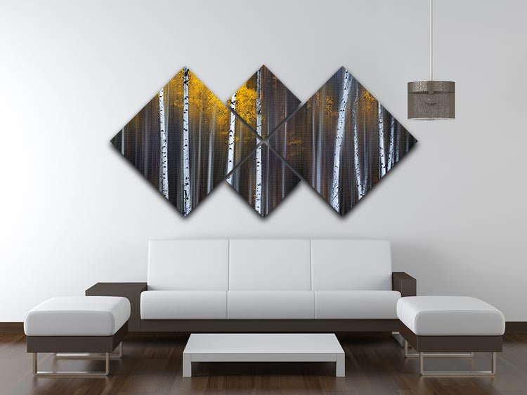 A beautiful 4-square multi panel canvas artwork depicting a fall scene with vibrant colors and intricate details, perfect for home decor.