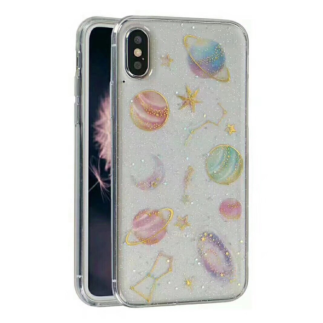Cute design printed clear gel back case for iPhone XR, showcasing a stylish and protective design with military-grade protection.