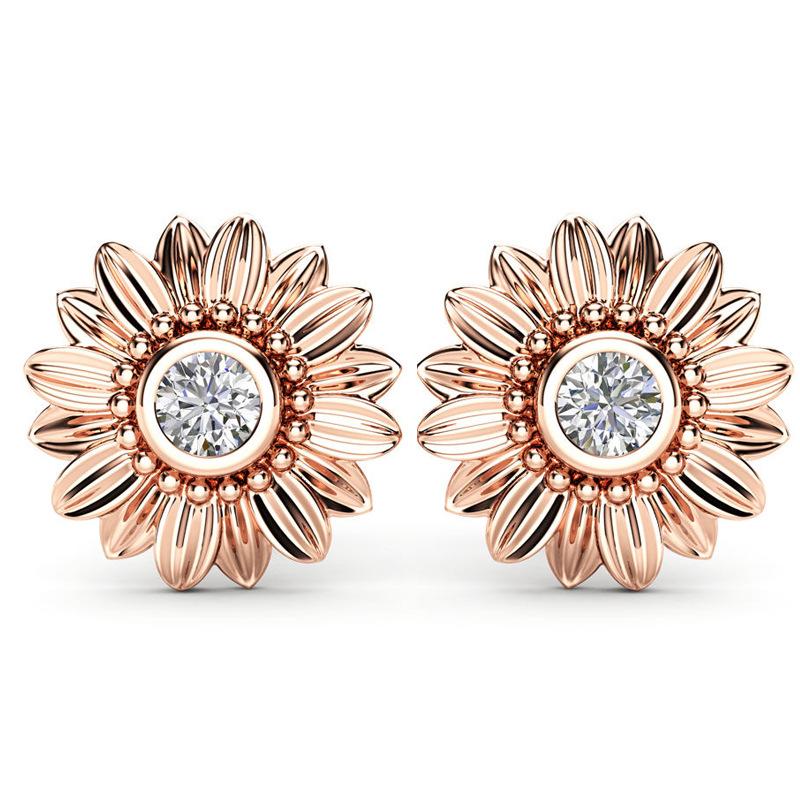 CZ Stone Earrings featuring crystal studs in gold, silver, and rose gold colors, perfect for women.