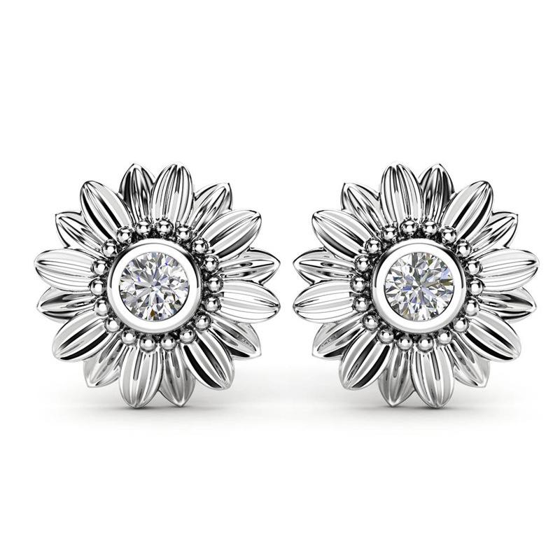 CZ Stone Earrings featuring crystal studs in gold, silver, and rose gold colors, perfect for women.