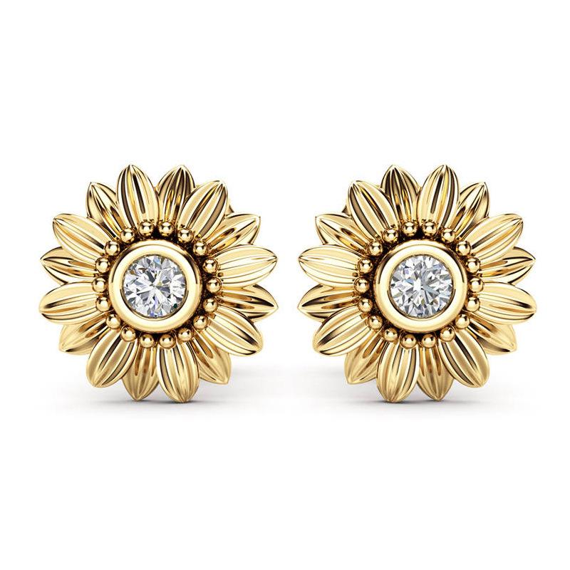CZ Stone Earrings featuring crystal studs in gold, silver, and rose gold colors, perfect for women.