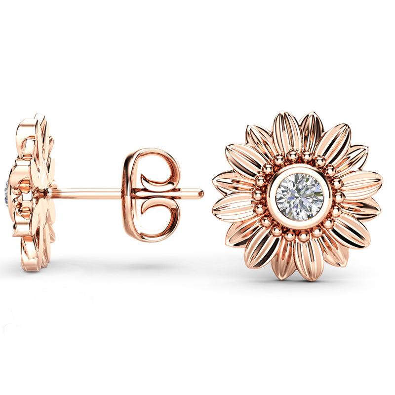 CZ Stone Earrings featuring crystal studs in gold, silver, and rose gold colors, perfect for women.