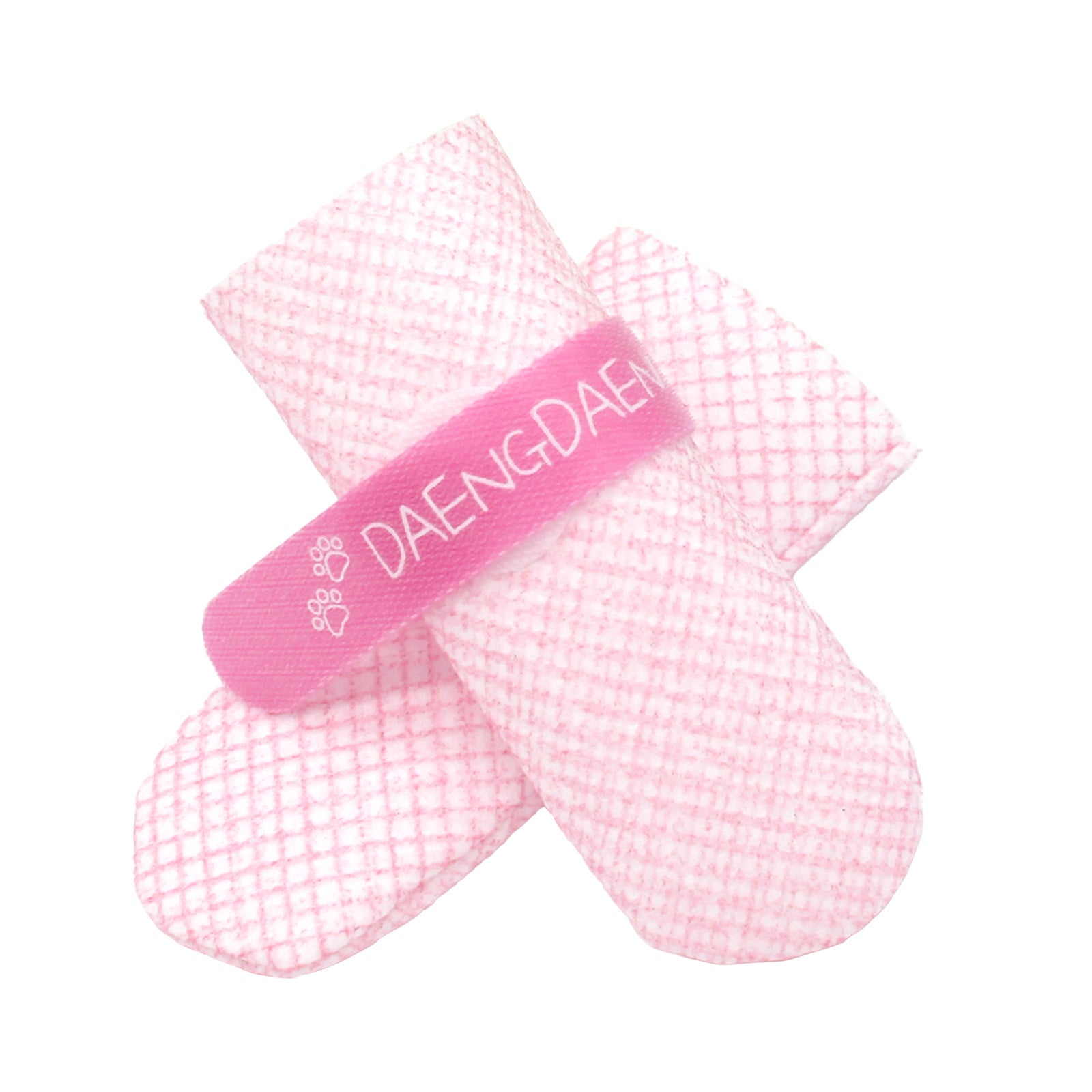 Daeng Daeng pink disposable dog shoes, waterproof and anti-slip, designed for comfort and safety.