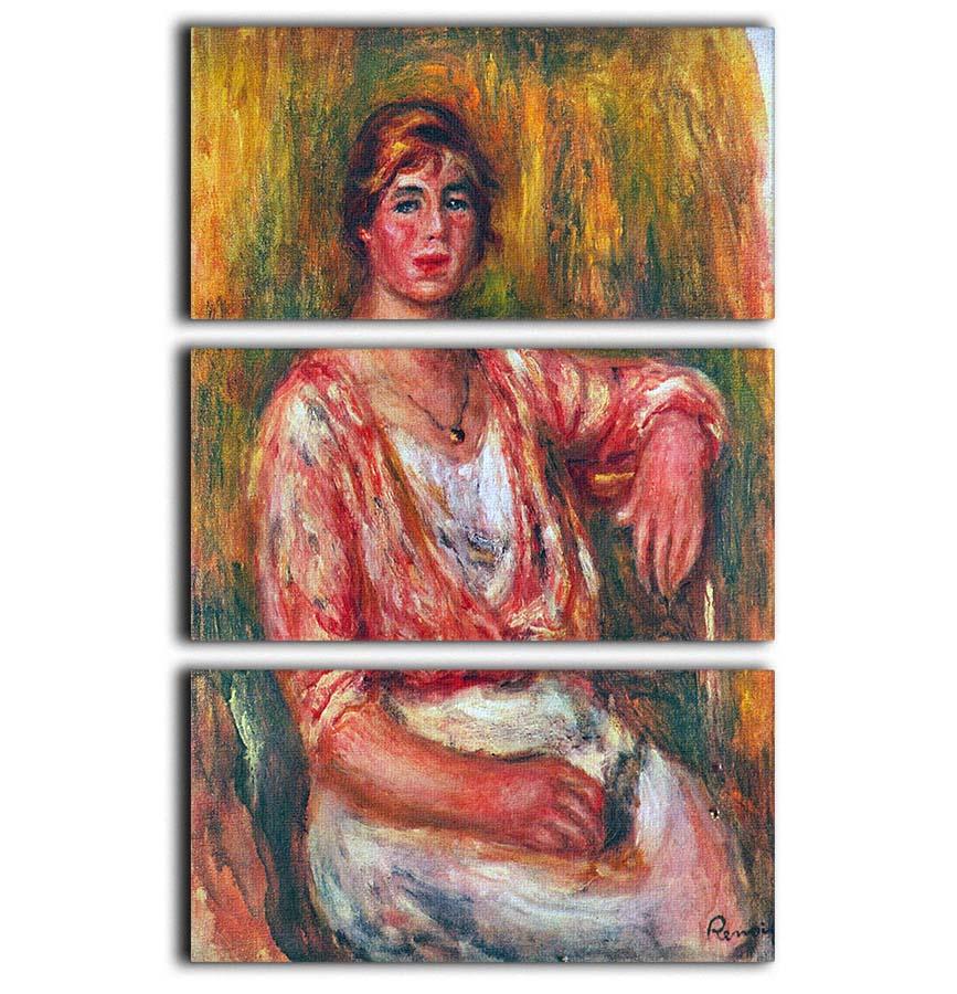 Dairymaid by Renoir 3 Split Panel Canvas Print showcasing elegant artwork in three panels.