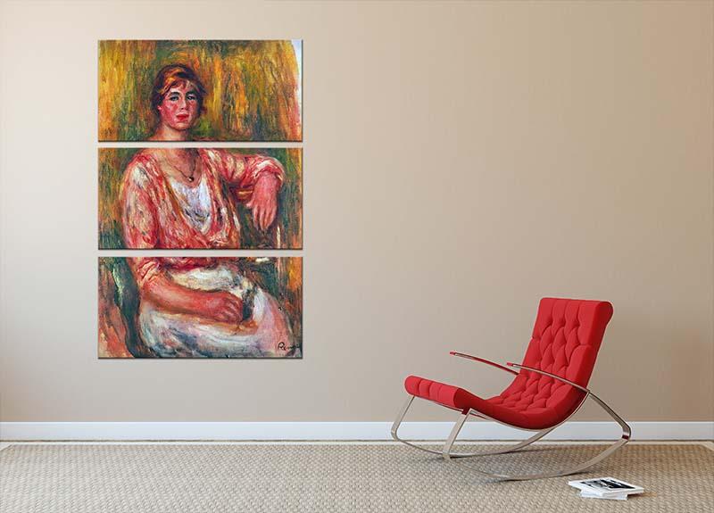 Dairymaid by Renoir 3 Split Panel Canvas Print showcasing elegant artwork in three panels.