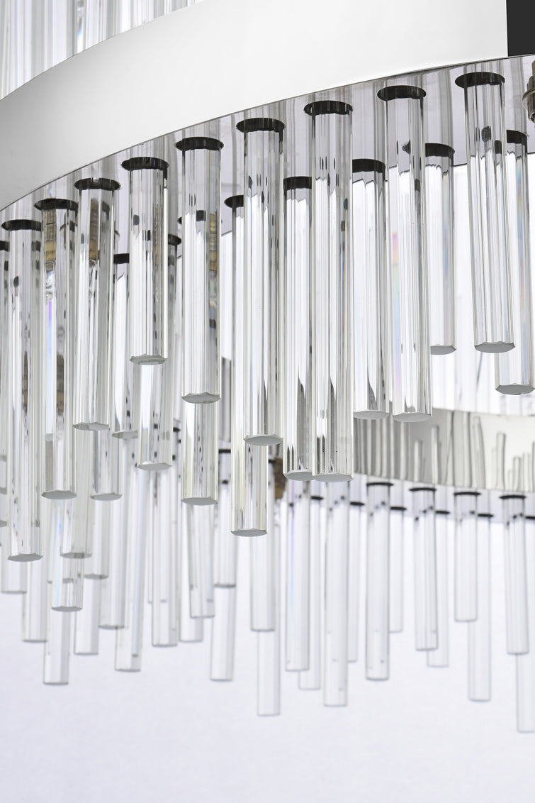 Dallas 36 inch round crystal pendant light in chrome, featuring clear crystals and a modern design, perfect for elegant home decor.