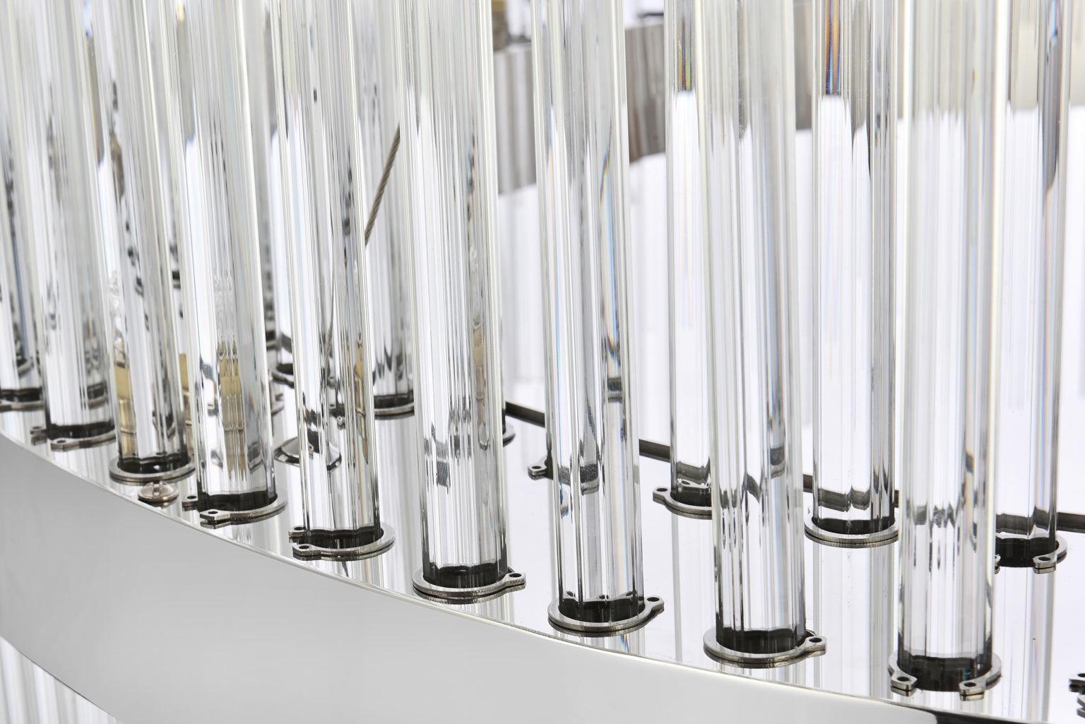 Dallas 36 inch round crystal pendant light in chrome, featuring clear crystals and a modern design, perfect for elegant home decor.