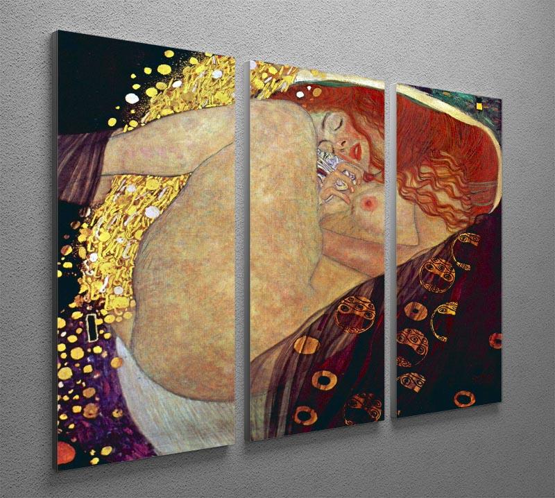 Danae by Klimt 3 Split Panel Canvas Print featuring vibrant colors and intricate details, perfect for home decor.