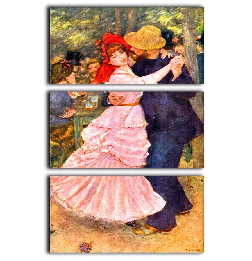 Dance in Bougival by Renoir 3-panel canvas print showcasing vibrant colors and elegant design.