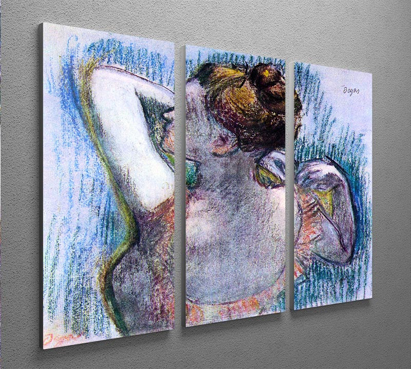 Dancer 1 by Degas 3 Split Panel Canvas Print showcasing elegant ballerina artwork in three panels.