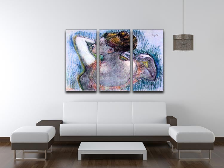 Dancer 1 by Degas 3 Split Panel Canvas Print showcasing elegant ballerina artwork in three panels.