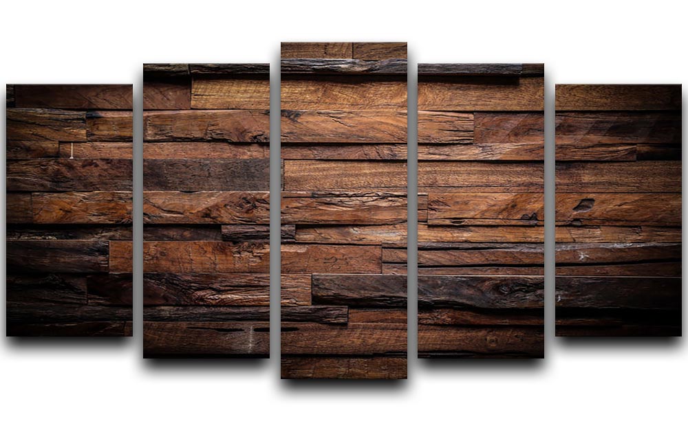 A 5-split canvas artwork featuring a dark wood texture, elegantly arranged to create a cohesive and dynamic visual display.
