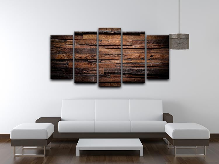 A 5-split canvas artwork featuring a dark wood texture, elegantly arranged to create a cohesive and dynamic visual display.
