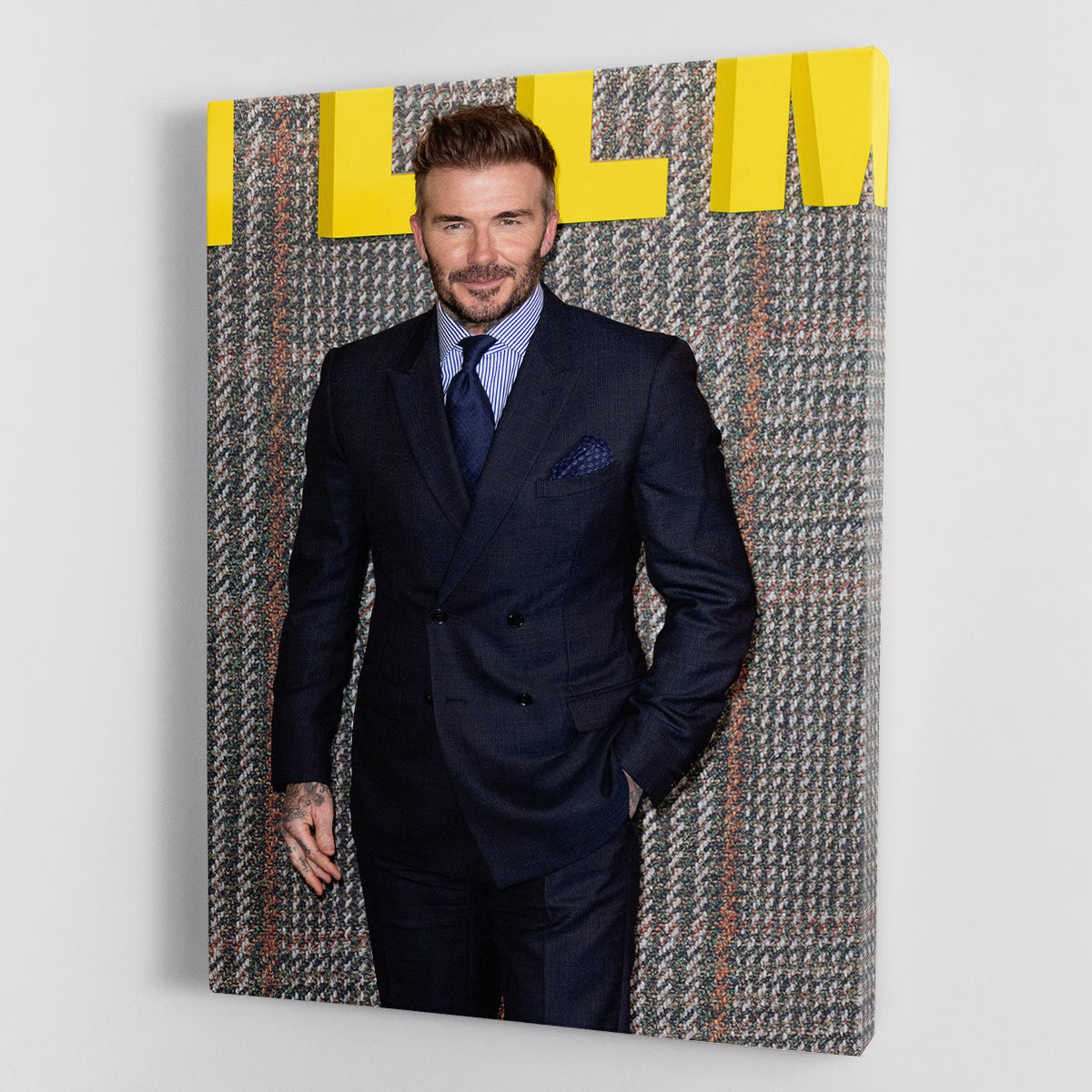 Canvas print featuring David Beckham at The Gentleman UK TV Premiere, showcasing his iconic style and charisma.
