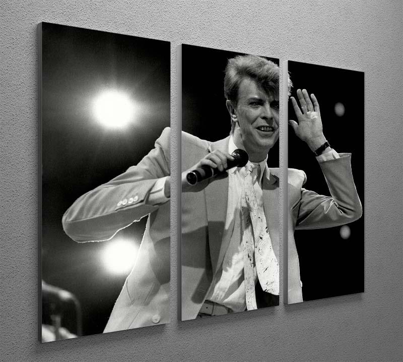 David Bowie in concert 3-panel canvas print showcasing vibrant colors and dynamic design, perfect for enhancing any living space.
