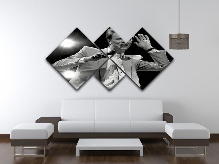David Bowie in concert 4 Square Multi Panel Canvas artwork featuring vibrant colors and dynamic imagery across four panels.