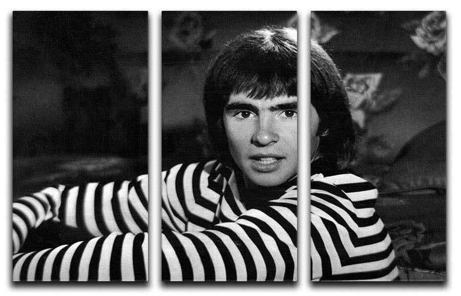 Davy Jones of the Monkees 3-panel canvas print showcasing vibrant colors and intricate details, perfect for home decor.