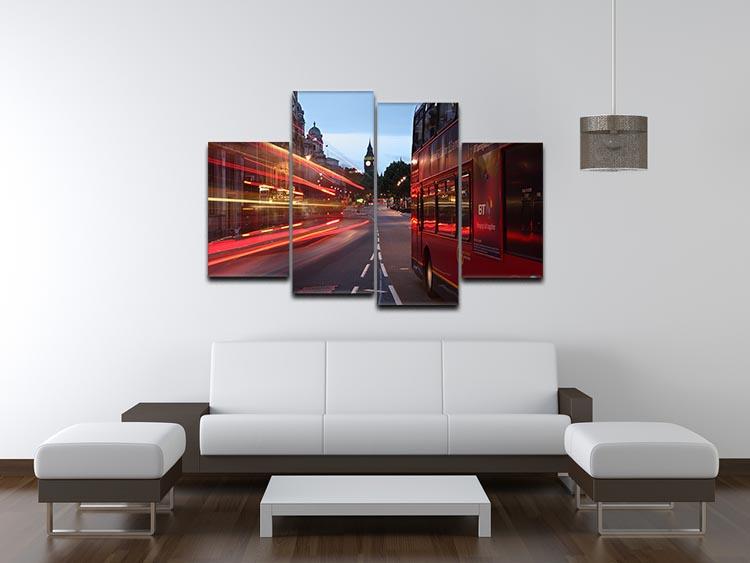 A stunning 4-split canvas artwork depicting dawn breaking over the City of Westminster, showcasing vibrant colors and intricate details.